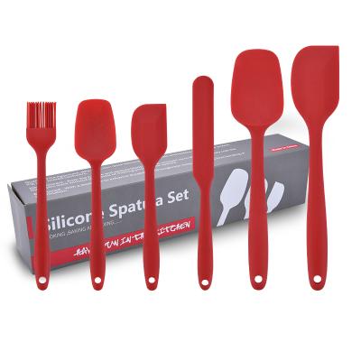 China Sustainable 6pcs silicone spatula set including spatula and oil brush for sale