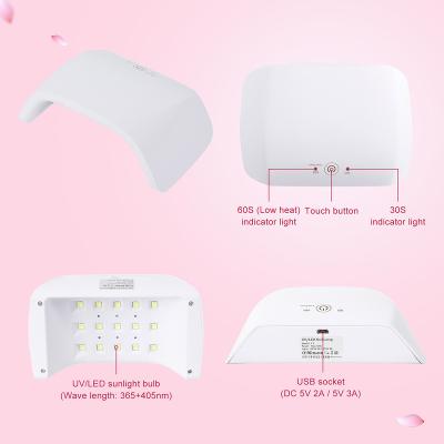 China Quick LED Gel Cure Led Nail Kit 18w 30s /60s UV Nail Kit UV Gel Get Mini Nail Lamp for sale