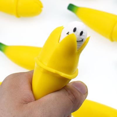 China Eco-friendly Material Creative Squeeze Expression Banana Duct Decompression Toys Funny Squeeze Relieve Stress Soft Children Play for sale