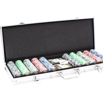 China ABS+Metal Ingot 500 Piece Casino Chips 2 Playing Cards 5 Dies Case Metal Ingot ABS Aluminum Poker Chips for sale