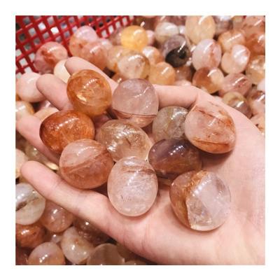 China Wholesale Natural Hematoid Hematoid Quartz Crystal Tumbled Stone from China Rainbow Red Fire for Decoration for sale