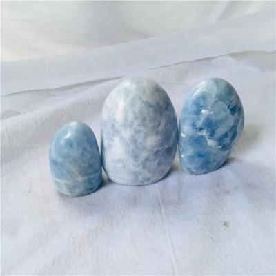 China China natural growen decoration blue stone calcite big size standing stone for sale