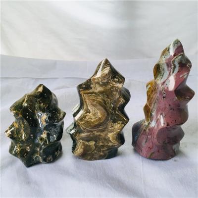 China China wholesale carved natural ocean jasper flame gemstone torch for home decoration for sale