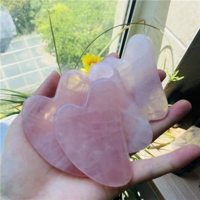 China China Wholesale Natural Heart Shape Rose Quartz Guasha Board Crystal Stone For Facial Massage for sale