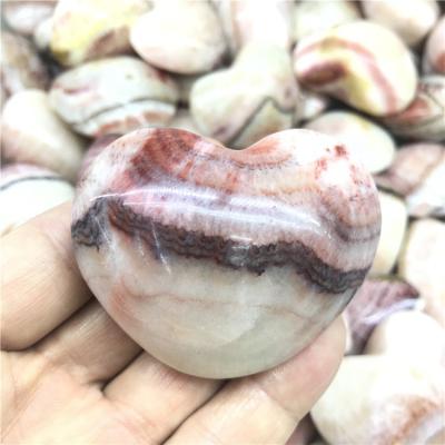 China China Pig Natural Stone Crystals Healing Calcite Heart Shaped Stones for sale