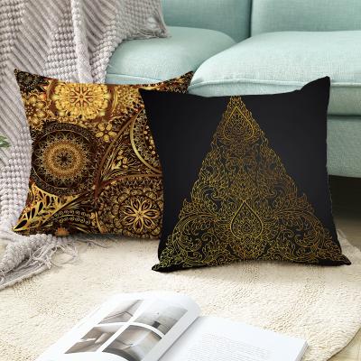 China Anti-Bacteria Stamping Gold Cushion Cover Pillow Case Fancy Mandala Style Cushion Covers for sale