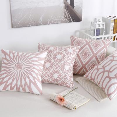 China Anti-bacteria Embroidery Pillowcase Fabric Cotton Pillow Living Room Hand Embroidered Cushion Cover for sale