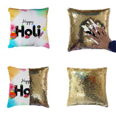 China Anti-bacteria Amazon ins Mermaid Sequin Pillowcase Hot-selling Border Two-Tone Updraft Transfer Colorful Plaids for sale