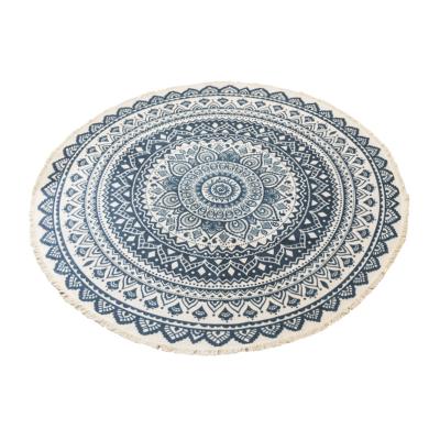 China Other Cotton And Retro Round Linen Rugs Bedroom Bedside Mat Sofa Coffee Table Mat Bedside Cover Customized Machine Washable for sale