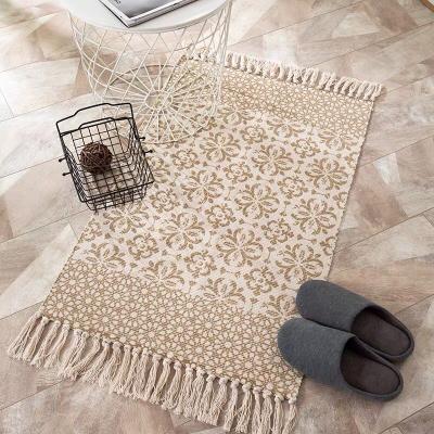 China Other Foreign Trade Simple Bohemian Tassel Cotton And Retro Clan Style Blankets And Rugs Living Room Bedroom Bedside Linen Rugs for sale