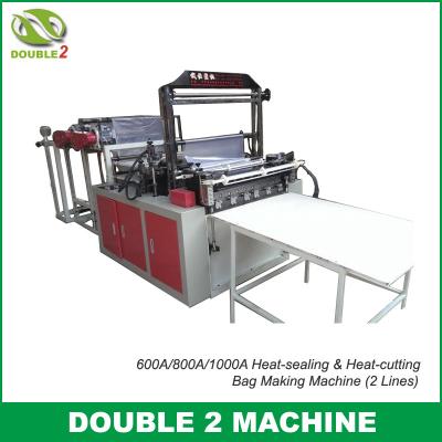 China 600A/800A/1000A Heat-sealing & Heat-cutting Bag Making Machine (2 lines) for sale