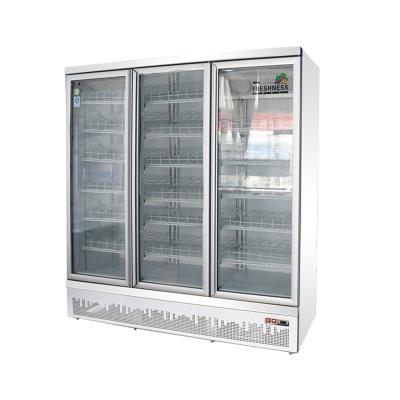 China 820L Single-temperature Commercial Restaurant 3 Glass Door Direct Cooling Refrigerator with ISO for sale