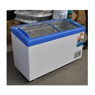 China Single-Temperature Single-Temperature Door Freezer Chest Freezer Sliding Glass Door Ice Cream Commercial Curved Freezer Glass Display for sale