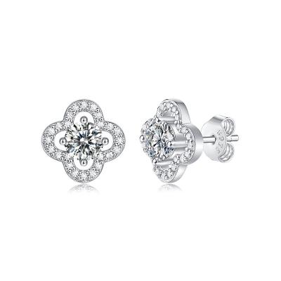 China Korean Minimal Vintage Sterl Flower Earrings 925 Silver Loose Flower Easter Halloween Moissanite Decorated Fine Jewelry Workmanship for sale