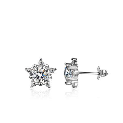 China Vintage Fancy 925 Sterling Silver Triangle CZ Teacher Geometric White Gold VVS Moissanite Claw Earrings Seller for for Party Girls for sale