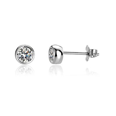 China Vintage Elegant 925 Sterling Silver Gold Plated Bride Wedding Small Round Designer Women's Stud Earrings Moissanite Zircon Popular Brands for sale