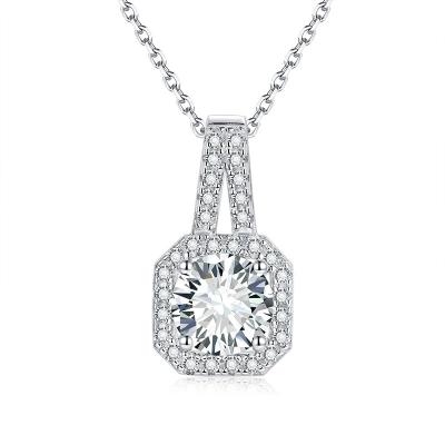 China Custom Vintage Delicacy 925 Sterling Silver Chain Zircon Iced Moissanite Square Pendant For Girls Cross Necklace Wholesale Jewelry for sale