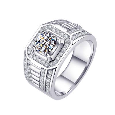 China Real 925 Sterling Silver CLASSIC Custom Resizable Diamond VVS Moissanite Ring Band For Mens Stone Jewelry Engagement Wedding Fake for sale