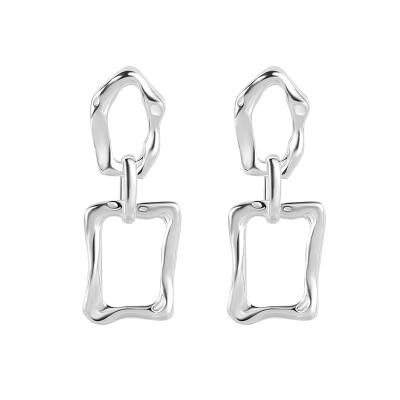 China Personalized Geometric Irregular Sterling Silver Hyperbole Earrings s925 Trend Exaggerated Long Square Stud Earrings Jewelry for sale