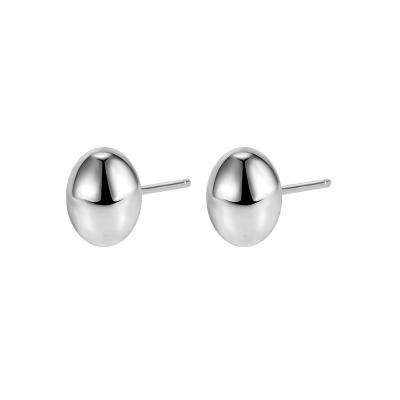 China Cute S925 Sterling Silver Smooth Egg Shaped Bean Earrings Simple And Cool Fashion Bean Round Style Earrings for sale