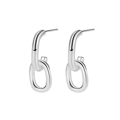 China S925 Sterling Silver Plated 18K Gold Cute Stud Earrings Geometrically Simple And Advanced Retro Soft Women's Earrings for sale