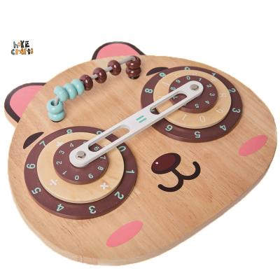 China Eco-friendly Educational Logarithmic Mathematical Calculation Board Panda Shape Wooden Animallogarithmic Board Children's Wooden Toy for sale