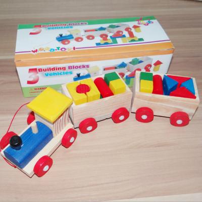 China Stacking Train Blocks Educational Wooden Baby Model Train Developmental Wooden Toy for sale