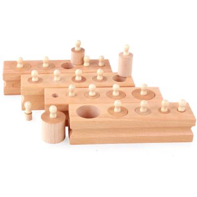 China Building Toy Montessori Toys Sensory Ladder Blocks Grip Blocks Set Knobbed Cylinder Grip for sale