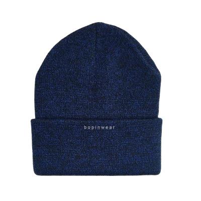 China COMMON High Quality Wholesale Navy White Blend Knit Beanie Cuff Knit Hat For Men for sale