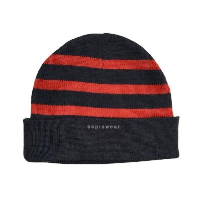 China JOINT Winter Women Men Warm Stripe Knit Stripes Slouchy Beanie for sale