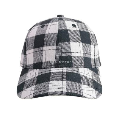 China Amazon COMMON Unisex Plaid Fabric Checked Baseball Cap for sale