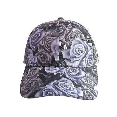 China Custom style JOINT fancy fashion baseball cap full flower sublimation printing 100% polyester, 6 panel hat cotton polyester 100% unisex for sale