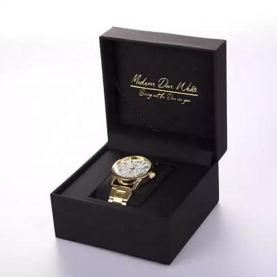 China High-end watch box Wholesale Low MOQ Luxury PU Leather Black Luxury Watch Box  Custom Logo OEM for Watch for sale