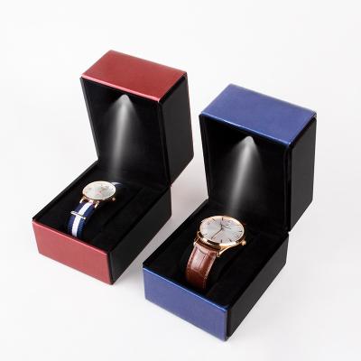 China Eco-friendly Custom Luxury Hand Made High-end LED Light Watch Display Box Cases for sale