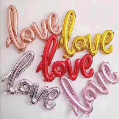 China Wholesale Festival Decoration 40 Inch Letter Love Rose Bridal Gold Foil Party Helium Balloons for sale