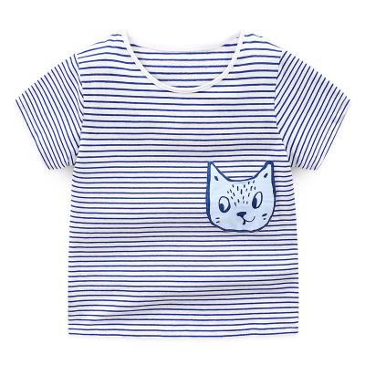 China Wholesale Cotton Kids Boy Short Sleeve T-shirt Kid Striped Children's Applique Striped T Shirts for sale