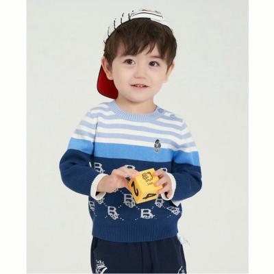 China JULU sweater customization baby boy knitted striped jacquard letters cartoon sweater children sweater knitwear for sale