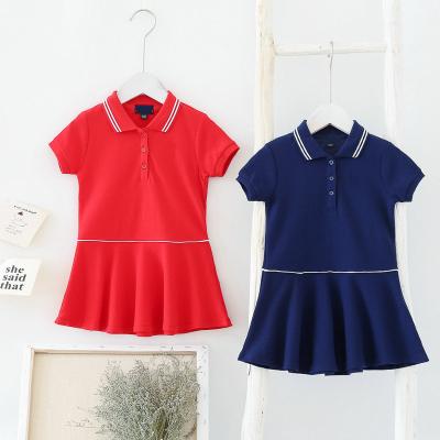 China Casual OEM and Wholesale Kids Dress Cotton Fabric O-Neck Turnover Collar Short Sleeve Girl Quilting Dress for sale