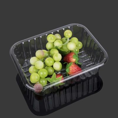 China Recyclable Tray Square Plastic Fruit Packaging Container Food Disposable Blister Pet Accept for sale