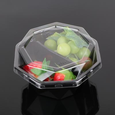 China Small Recyclable Plastic 2 Compartment Octagon Food Packaging Container Box for sale