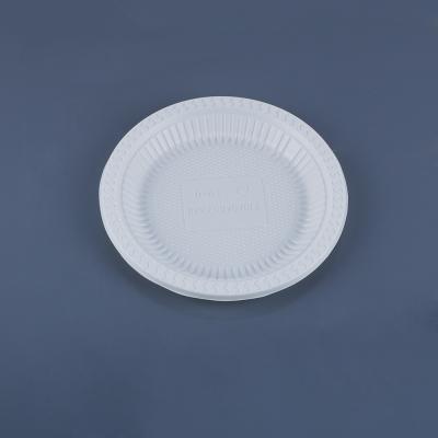 China Eco-frindly Disposable Biodegradable PLA Plastic Wrapping Dishes, 7 Inch Round Dish, Food Fruit Dish for sale