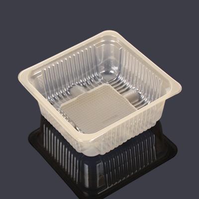 China Recyclable Goods Market Mooncake Square Baklava Container Yellow Plastic Tray for sale