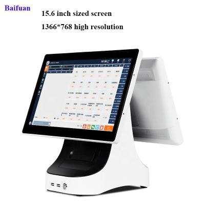 China 15.6 inch touch screen dual pos terminal for windows or android system with built-in printer 58mm or 80mm on dual screen touch pos for sale