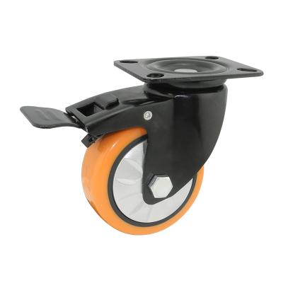 China PIVOT Hotsale 75mm-150mm Heavy Duty Middle Plate PU Swivel Caster Wheels With Brakes for sale