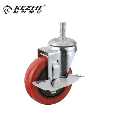 China Medium Duty Threaded Swivel Rod Side Brake Exceptional Quality PVC Or PU Caster With Brake For Scaffolding for sale