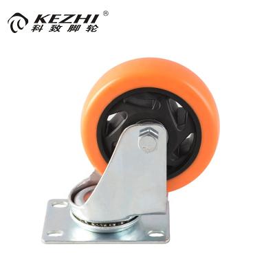 China Hot sale PU industry medium duty hig plate top swivel mobile casters for carts for sale