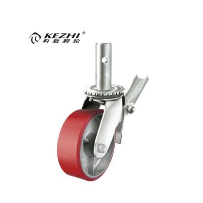 China Industry 8 Inch Industrial Swivel Scaffolding Caster Hard Rubber Wheels With Brakes for sale