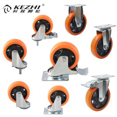 China PIVOT 98kg-140kg Swivel PU/PVC 75mm Red PVC Casters Wheel With Single Ball for sale