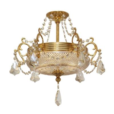 China Factory Wholesale Persian Brass Basket Crystal Chandelier Ceiling Lamp Bedroom Outdoor Mounted Luxury Lamp for sale