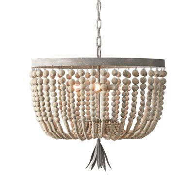 China Modern Scandinavian Home Decor Chandelier Beaded Pendent Ceiling Lighting Starburst Silver Color Beads Old Style Wood Lamps for sale